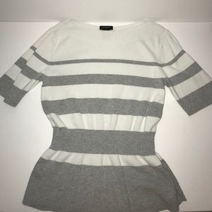 Grey and white stripped Ann Taylor sweater